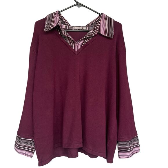 Apt 9 Womens Top Plus Size 3X Rayon Blend Office Faux Layered Vneck Stretchy - Picture 1 of 8